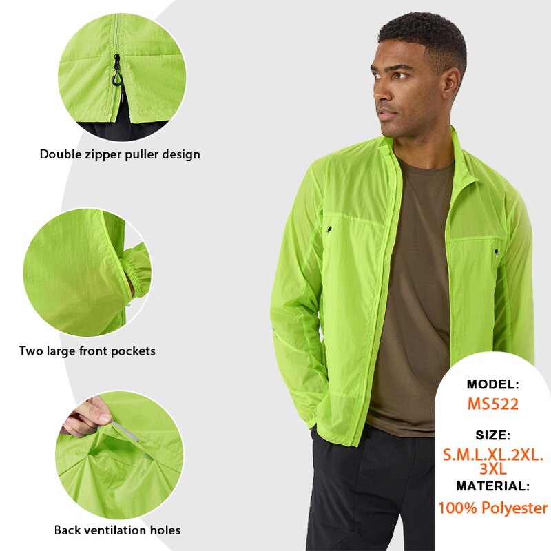 UPF Jacket Manufacturer - Lightweight Stand Collar Zip Long Sleeves Sunscreen