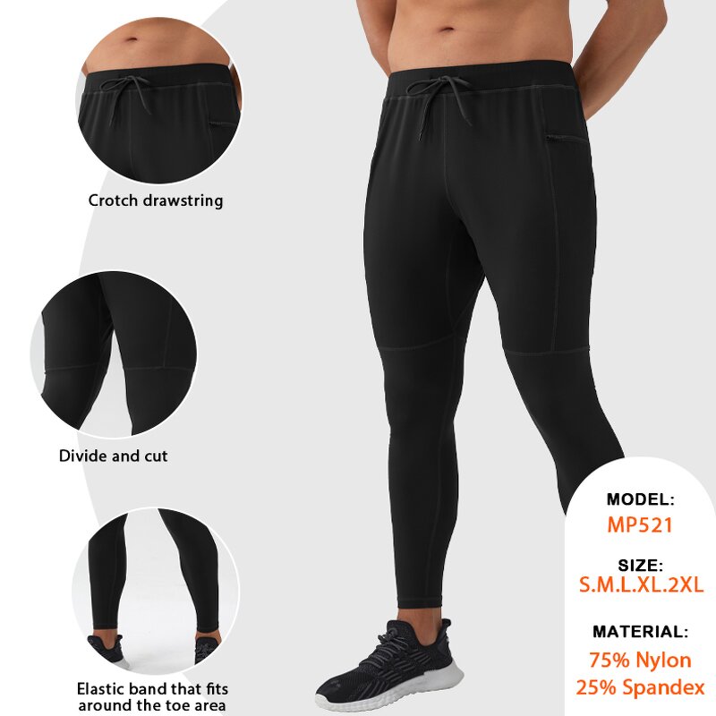 Compression Sweatpants Factory - Drawstring Sports Legging Elastic Waist Side Pocket