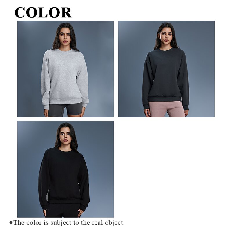 Crewneck Sweatshirt Manufacturer - Warm Loose Workout Sportswear Pullover Gym