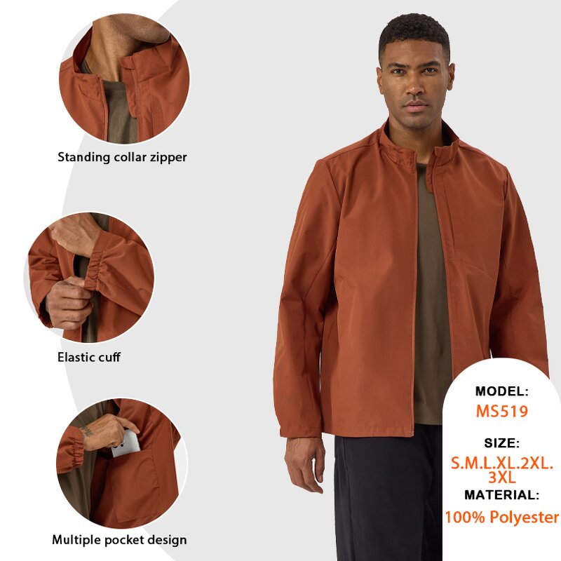 Athletic Windbreaker Factory - 100% Polyester Waterproof Stand Collar Sports Jacket