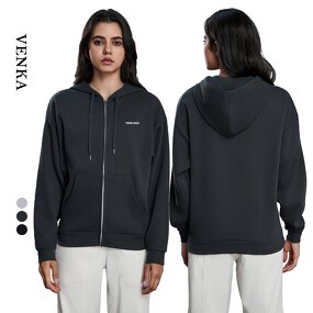 Winter Sports Top Factory - Full Zipper Loose Sweatshirt With Pockets Hoodie