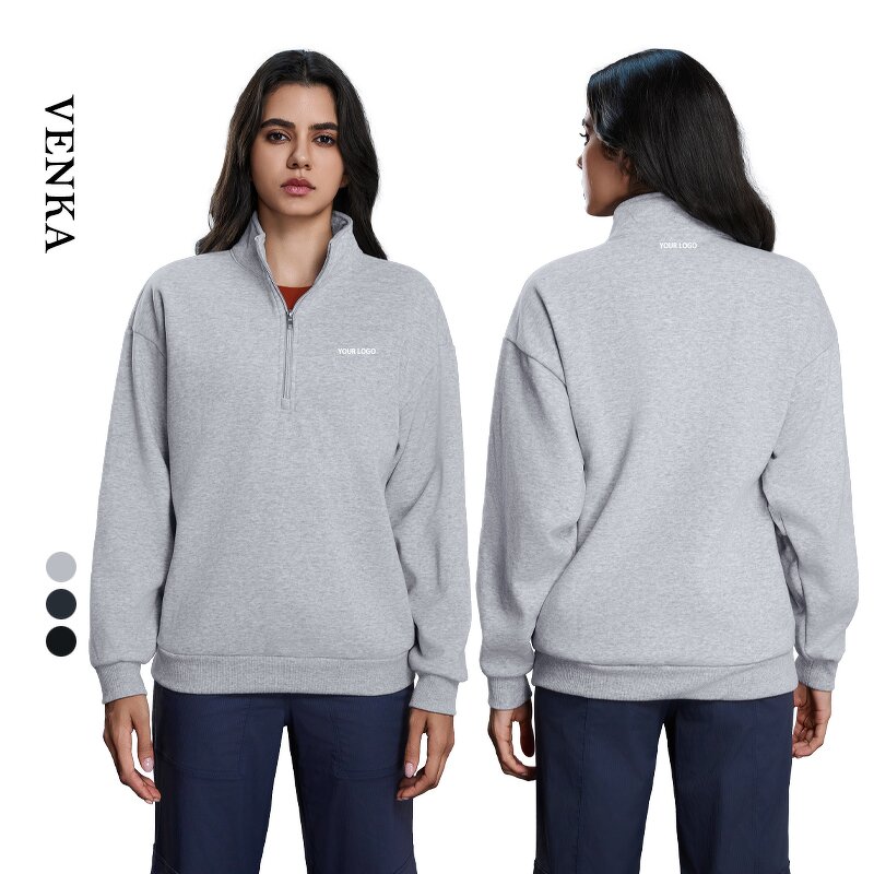 Pullover Sweatshirt Manufacturer - Warm Loose Workout Half Zip Sportswear Gym