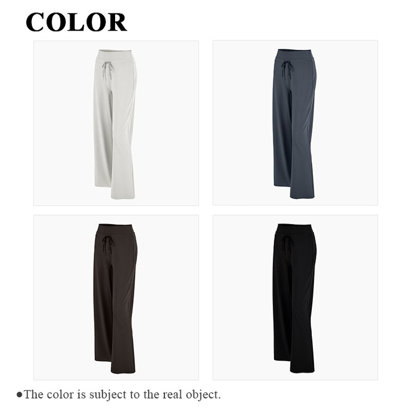Athletic Sweatpants Factory - High Waist Drawstring Wide Legs Workout Pants