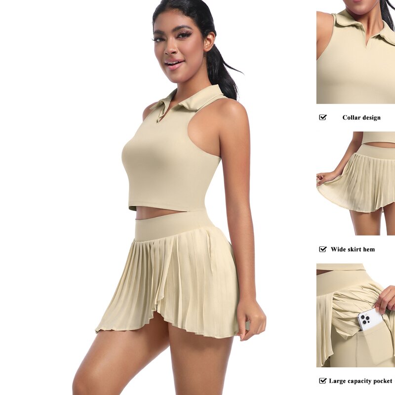 Women's Yoga Set Manufacturer - Breathable Tank Top High Waist 2-in-1 Skirt