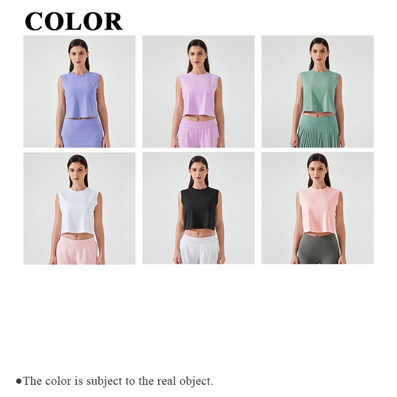 Gym Wear Top Supplier - 100% Polyester Round Neck Loose Crop Top Sleeveless