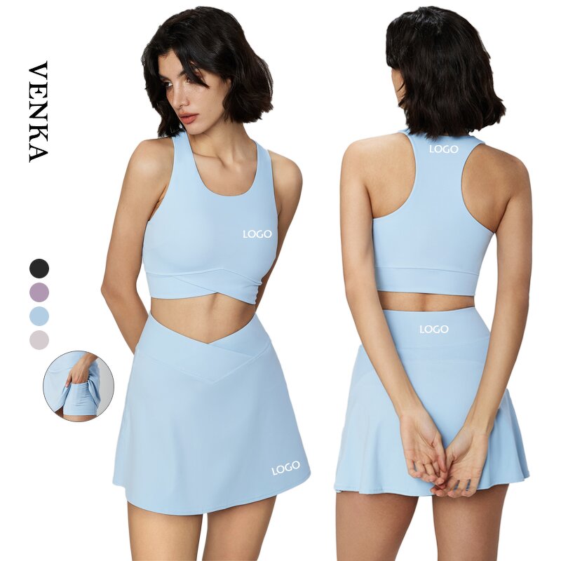 Yoga Set Supplier - Breathable Crossover Tummy Control Pocket Skirts