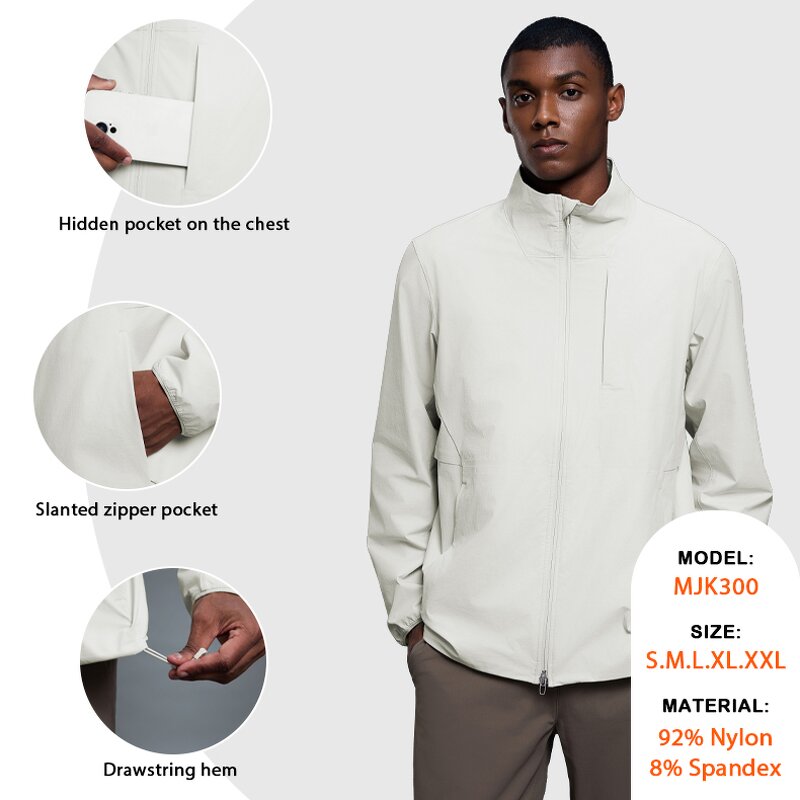 Lightweight Jacket Manufacturer - Stand Collar Zip Breathable Cycling Sides Pockets