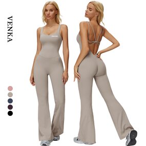 Ladies Jumpsuit Supplier - U Neck One Piece Sleeveless Beautiful Back