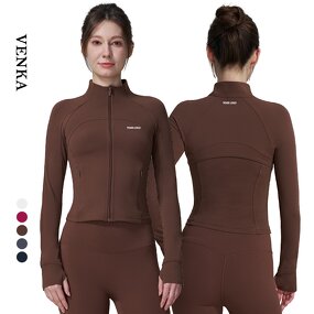 Yoga Jacket Manufacturer - Full Zip-Up Zipper Pocket Top Thumb Hole Design