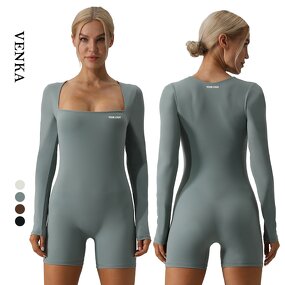 One Piece Athletic Wear Factory - Square Neck Bodysuits Quick-drying Short Sleeve