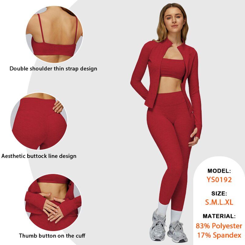 Female Gym Suit Factory - U Neck Sling Crop Top Thumb Hole Jacket