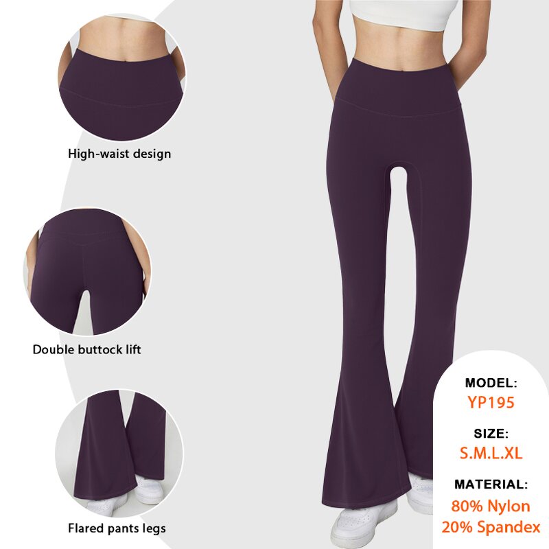 Fitness Sweatpants Manufacturer - High Waist Flared Pants Butt Lifting Solid Color