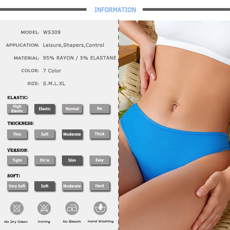 Ribbed Thong Factory - Cotton Low Waist Briefs Sports Underwear for Girls