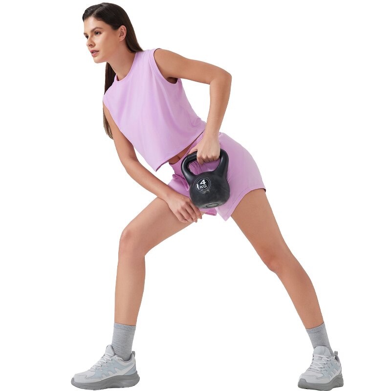 Gym Wear Top Supplier - 100% Polyester Round Neck Loose Crop Top Sleeveless