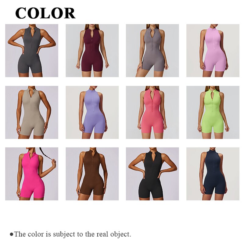 Gym Bodysuit Manufacturer - Half Zipper Butt Backless Sleeveless Slim Fit