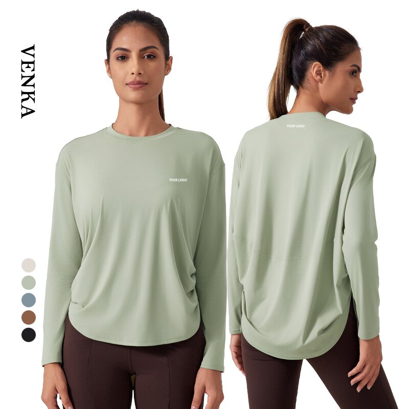 Sportswear Top Manufacturer - Round Neck Loose Sports Shirts Quick Dry Yoga
