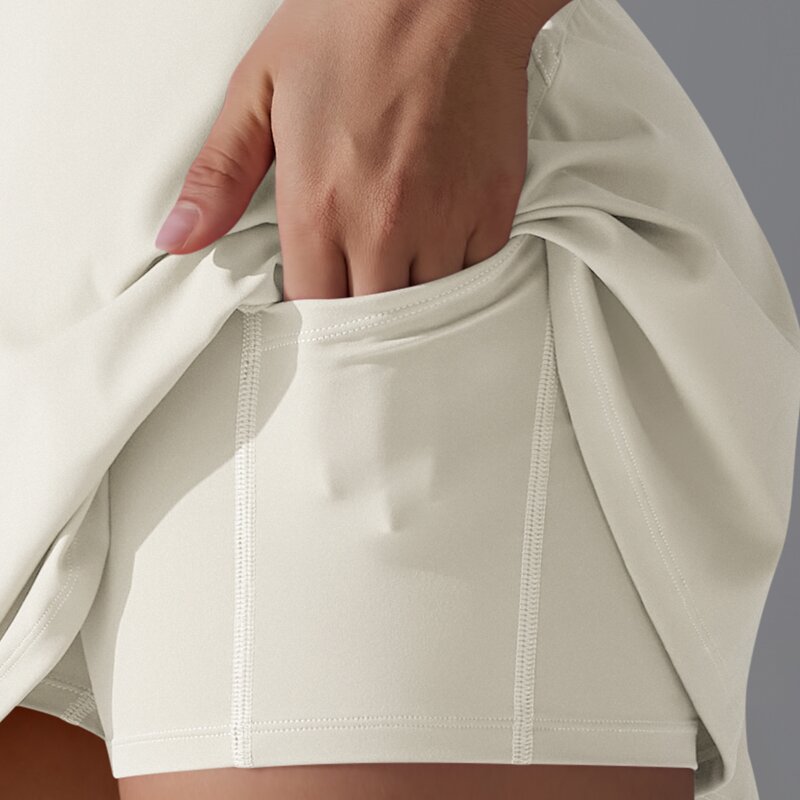 Custom Sports Skirt Manufacturer - Nylon Elastic 2 in 1 Side Pocket Shorts