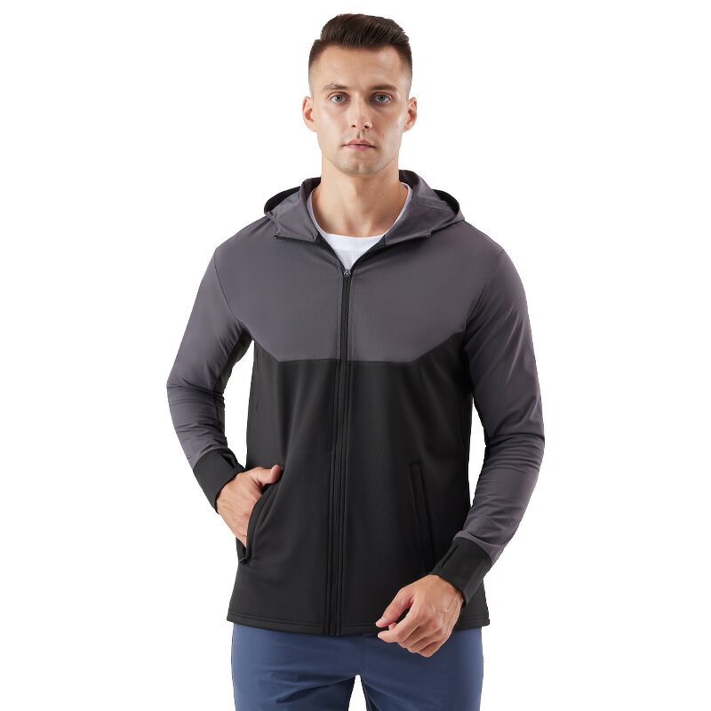 Color Matching Hoodie Manufacturer - Autumn Winter Hiking Cycling Zipper Sports
