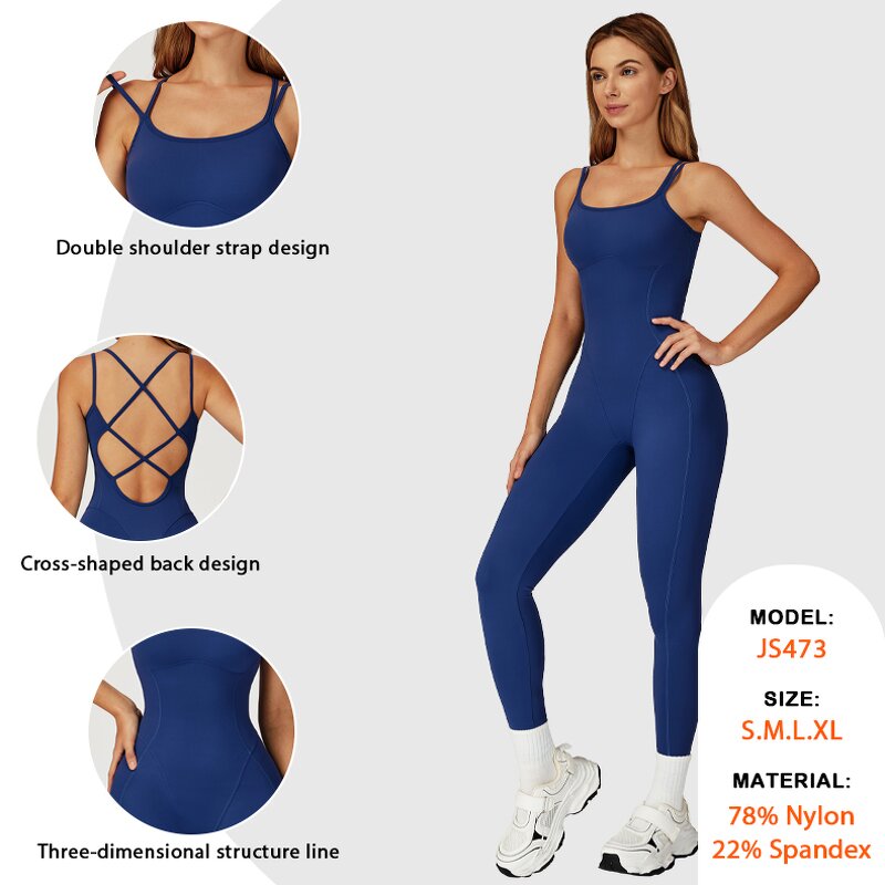 Ladies Bodysuit Factory - Sling U Neck Hip Lifting Solid Color Jumpsuit