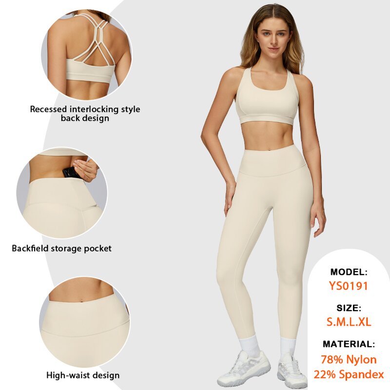 Women's Active Suit Manufacturer - Beautiful Back Bra Hip Lift Pockets Leggings