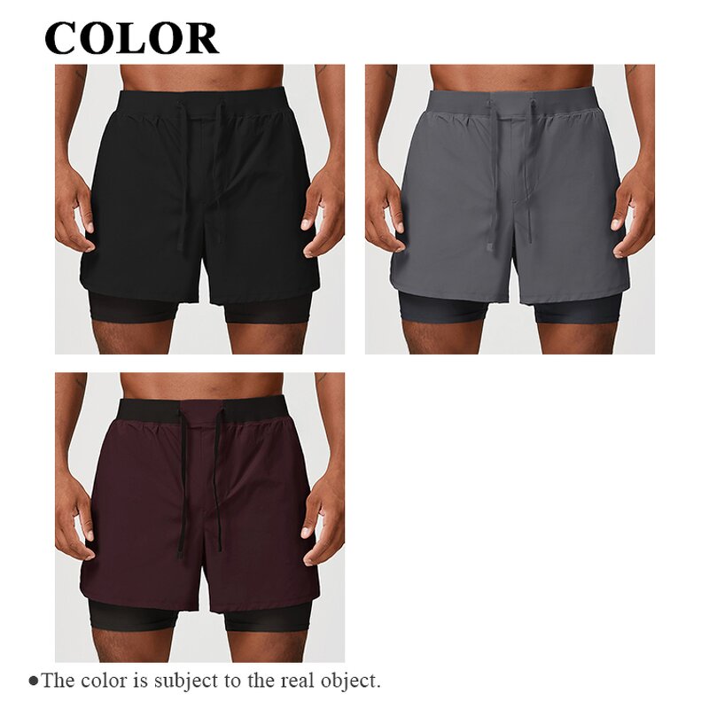 2 in 1 Sweatpants Factory - Double-deck Fitness Drawstring Elastic Loose Quick Dry