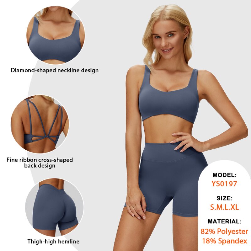 Female Sports Wear Manufacturer - Halter Cross Back Bra No T Line Leggings