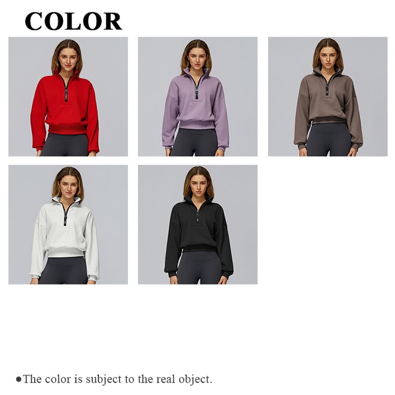 Half Zip Sweatshirt Manufacturer - Stand Collar Drawstring Adjust Hem Cotton Polyester
