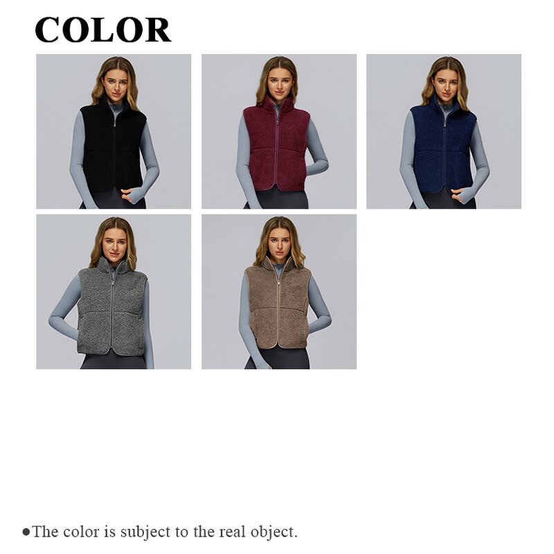 Fleece Vest Supplier - High-Neck Zip-Front Loose Casual Sleeveless Jacket