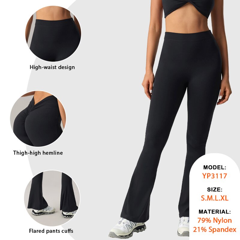 High Quality Tights Manufacturer - Fold Bottom High Waist V Cut Stretch Leggings