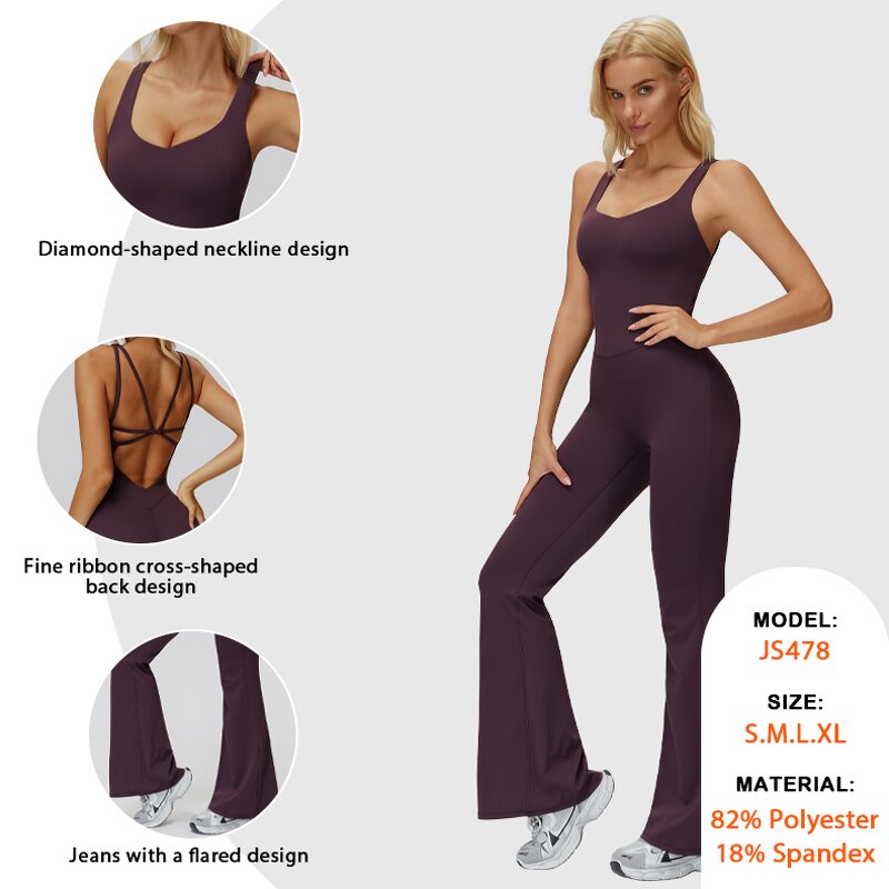 Ladies Jumpsuit Supplier - U Neck One Piece Sleeveless Beautiful Back