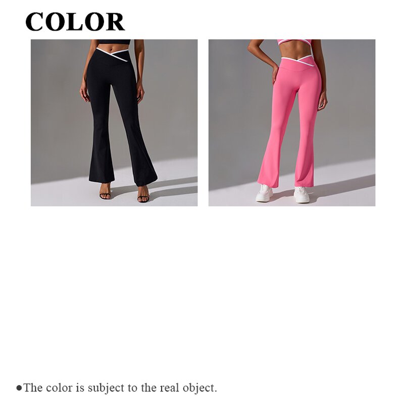 Flared Yoga Pants Factory - High Waist V Cut Butt Lifting Contrast Color Leggings