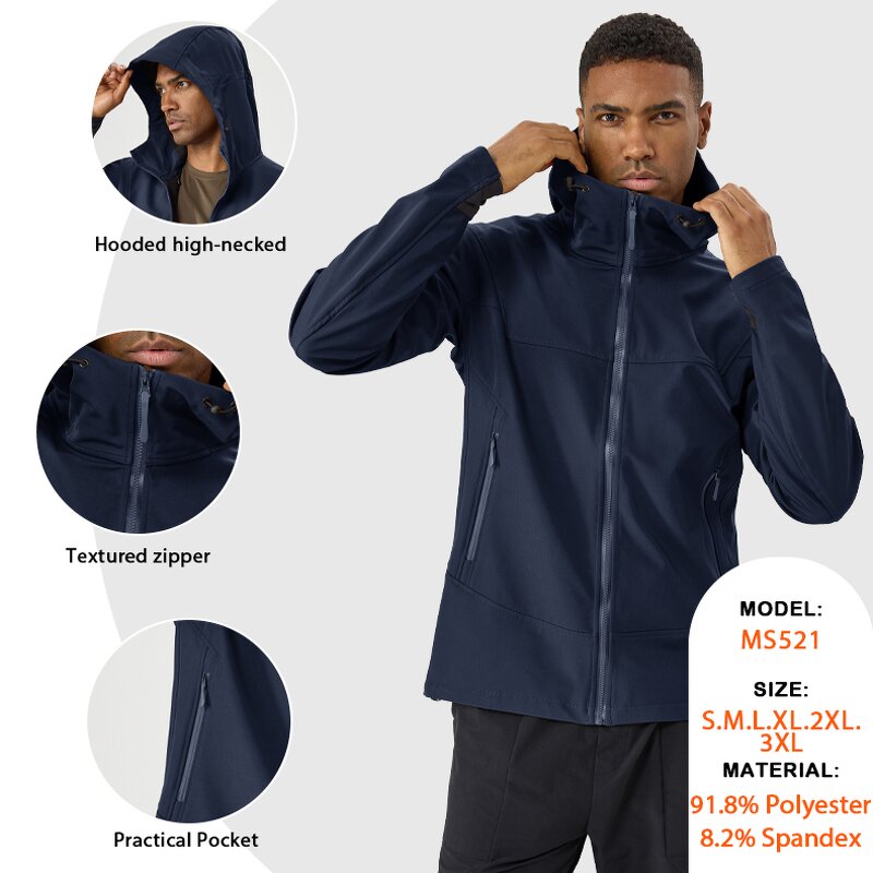 Outdoor Windbreaker Supplier - Brushed Hoodie Collar Zipper Mountaineering Jacket