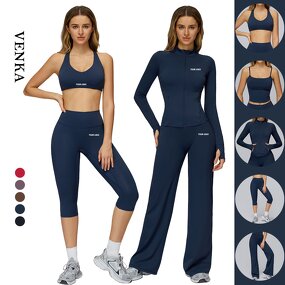 Fitness Running Set Manufacturer - Spaghetti Strap Tank Top Wide Leg Capri Pants