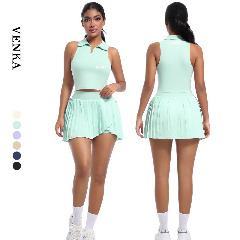 Women's Yoga Set Manufacturer - Breathable Tank Top High Waist 2-in-1 Skirt