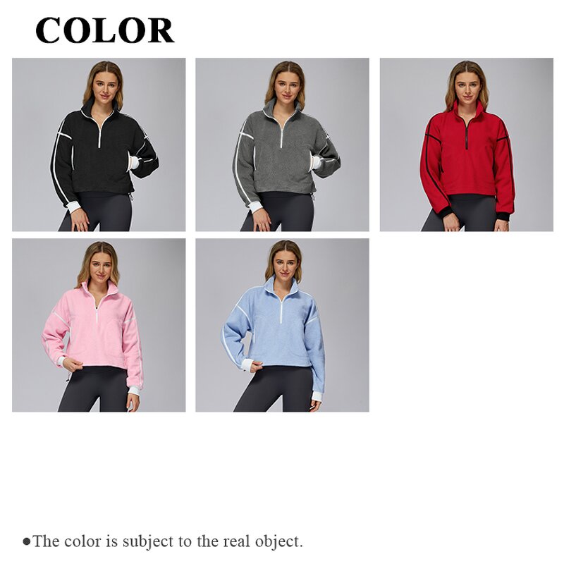 Winter Sweat Shirt Factory - Half Zip Stand-up Collar Contrasting Colors Running