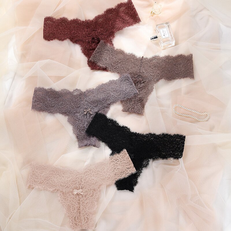 Transparent Panties Factory - Low-Rise Breathable Quick Dry Lace Bow Hollow out
