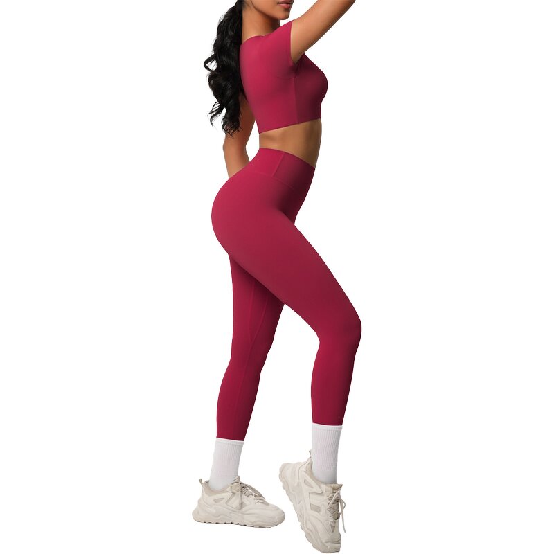 Women's Gym Set Supplier - Sling Tank Top Full Zip Jacket No T Line Leggings
