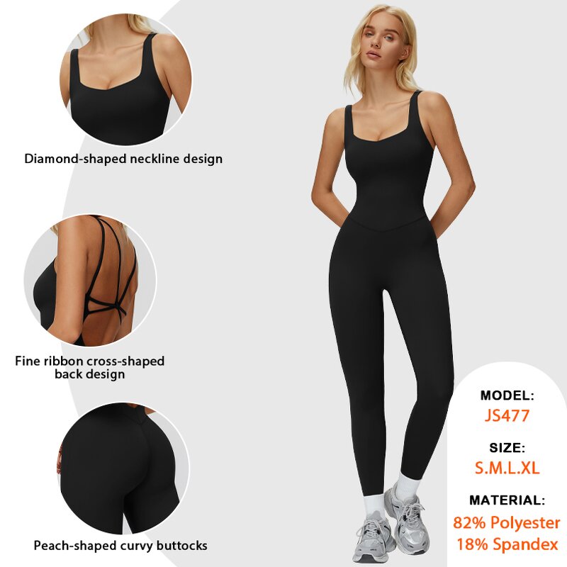 Fitness Jumpsuit Manufacturer - U Neck One Piece Sleeveless With Breast Pads