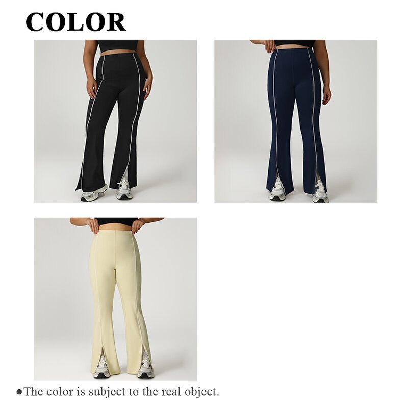 Plus Size Sportswear Factory - Contrast Color Nylon Spandex Custom Logo Flared