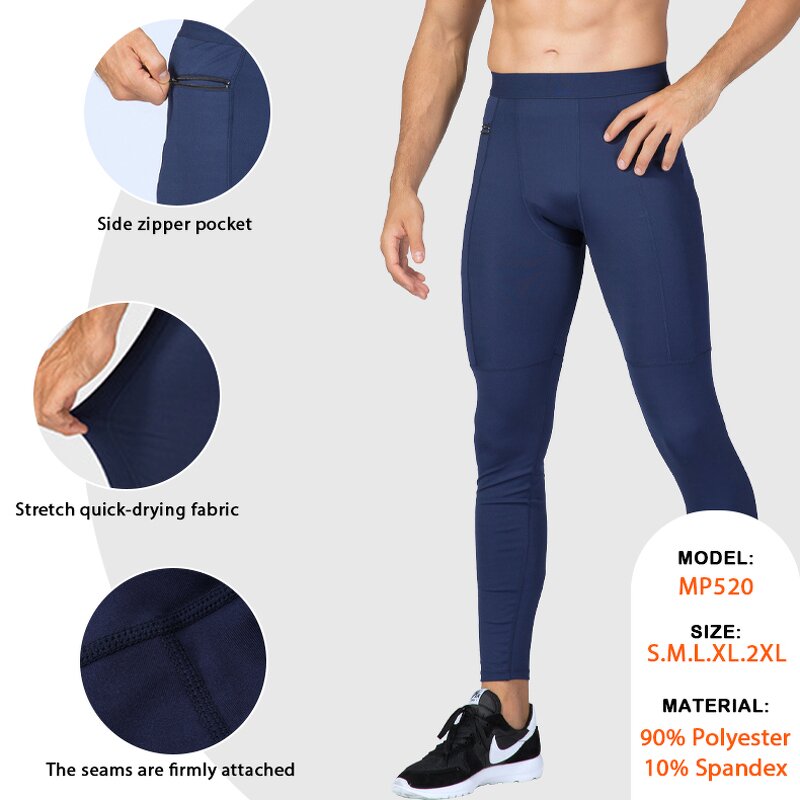 Compression Pants Manufacturer - Polyester Elastic Slim Fit Back Pockets Quick Dry
