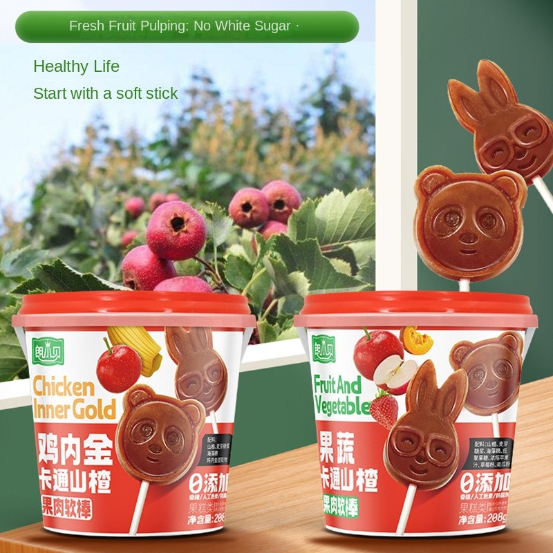 208g Chicken Giblets Flavor Hawthorn Fruit Meat Soft Stick Cartoon-Shaped Hawthorn Snack