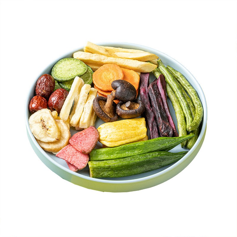OEM 100g 12 Kinds of VF Fruits and Vegetables  Crisp Dry Low-temperature Dehydrated Okra Crisp Leisure Snacks