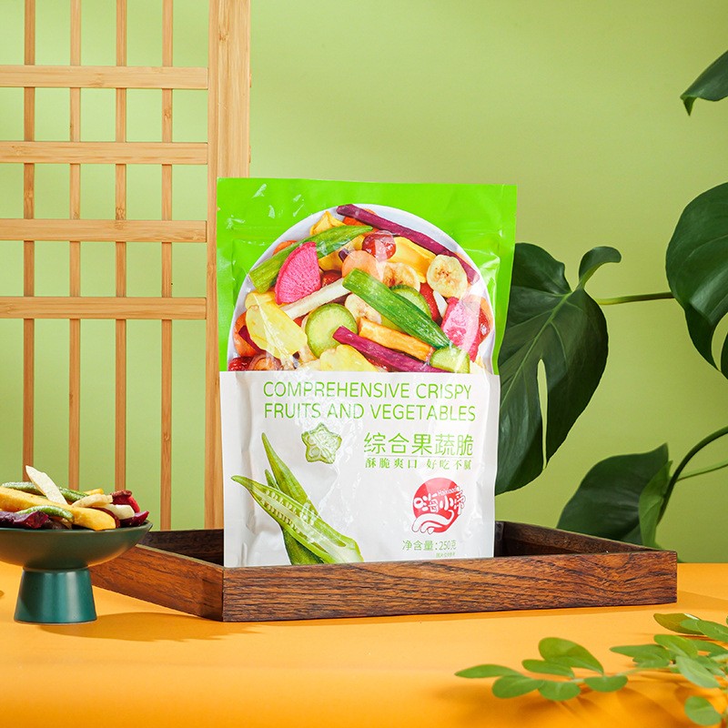 OEM VF Dried  Fruit Vegetable Crisp Snack 250g Sweet Banana Okra Bulk  Food Products Whole Sale Dehydrated Dried Vegetable Mix