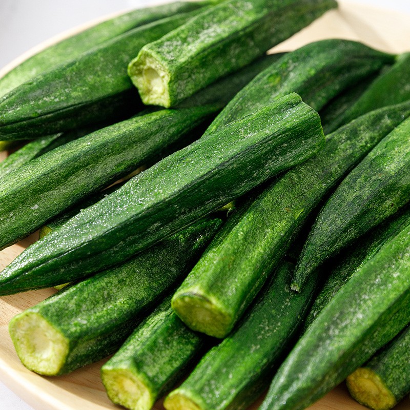 1KG Dried Fried Okra Crisp VF Vegetable Fruit  Low Temperature Dried Snack  Crisp Dehydrated  OEM/ODM