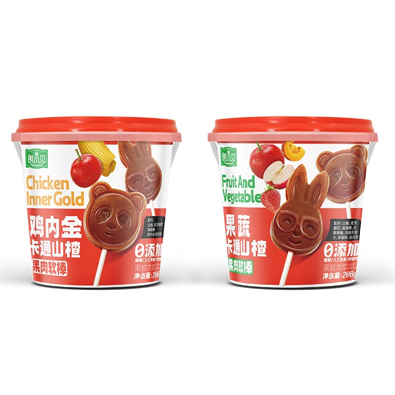 208g Chicken Giblets Flavor Hawthorn Fruit Meat Soft Stick Cartoon-Shaped Hawthorn Snack