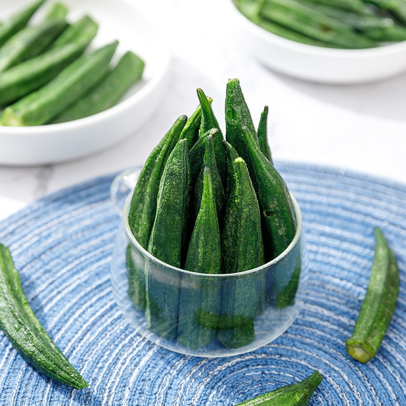 1KG Dried Fried Okra Crisp VF Vegetable Fruit  Low Temperature Dried Snack  Crisp Dehydrated  OEM/ODM
