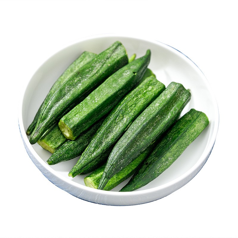 1KG Dried Fried Okra Crisp VF Vegetable Fruit  Low Temperature Dried Snack  Crisp Dehydrated  OEM/ODM