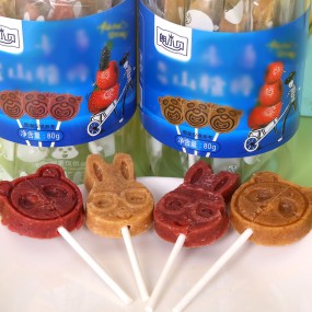 80g Cartoon Hawthorn Lollipop Original Mulberry Flavor Canned Children's Sweet and Sour Hard Candy Snack Sweet Fruity Candy