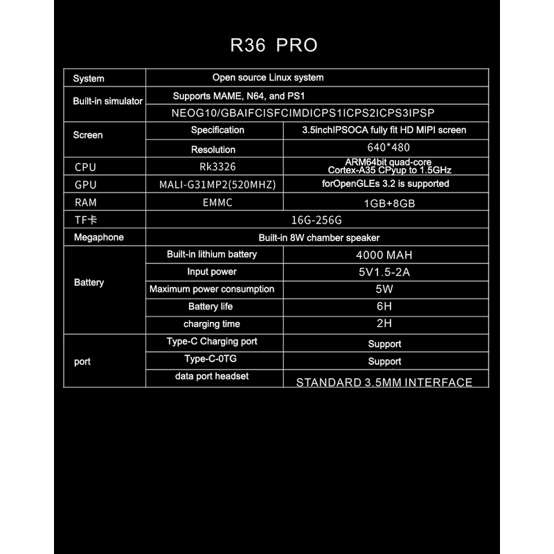 Retro Game Console Factory - R36pro 3.5 Inch IPS with 30000 Games