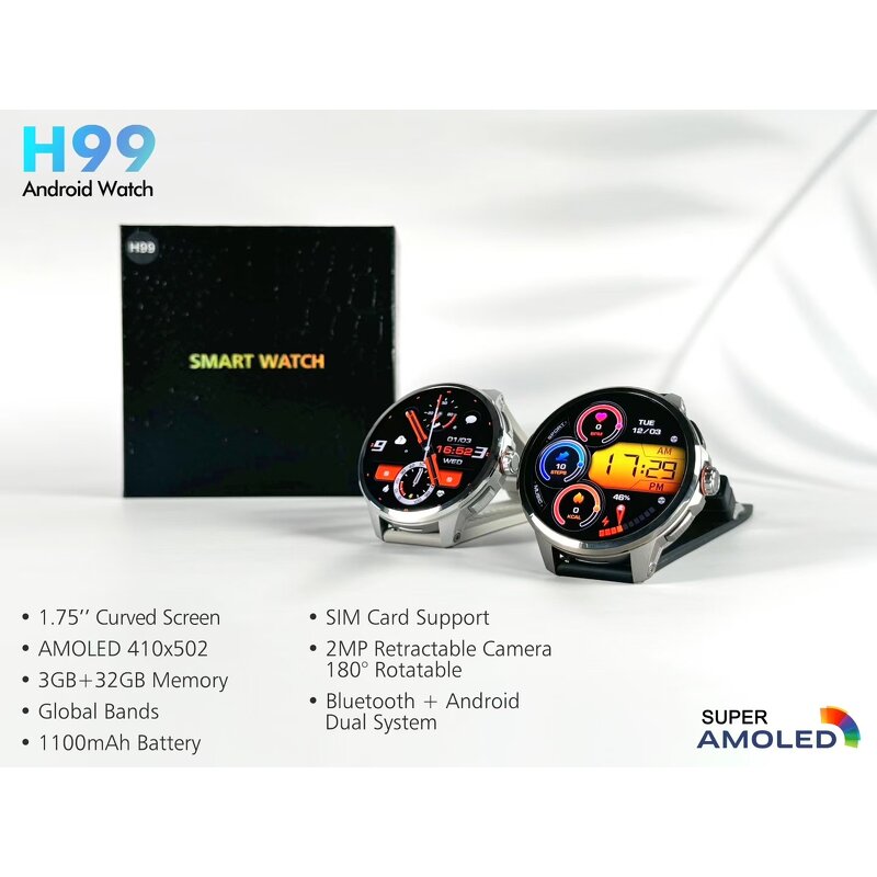 4G Smart Watch Manufacturer - H99 1.75inch AMOLED Rotating Camera GPS